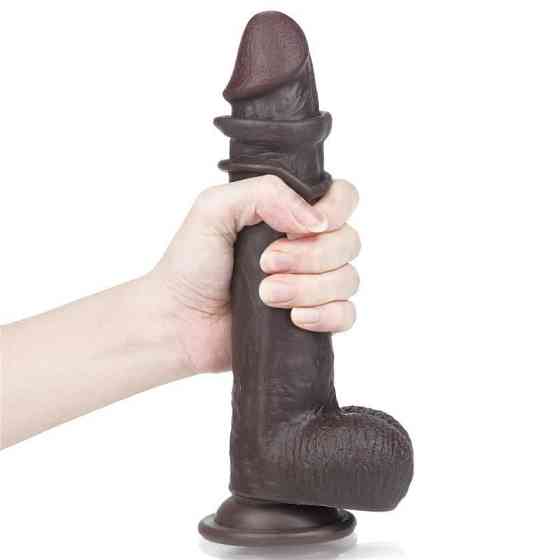 Фалоімітатор - Sliding-Skin Dual Layer Dong 9" Black Sex Aura Київ