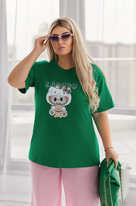 Трендова футболка жіноча з принтом Labubu Little Wild Батал Київ - фото 7