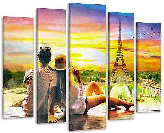 Модульна картина у вітальню / спальню Пара Париж Art-385_5 ( 80х118см ) Київ
