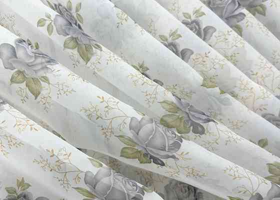 Кухонные шторки VR-Textil № 101к с подвязками Белый с серым 320х170 см (52-1211) Киев