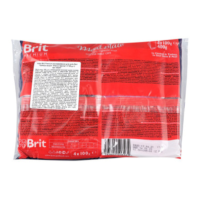Вологий корм для кішок Brit Premium Cat м'ясна тарілка 4 шт по 100 г (8595602506262) Вінниця - фото 2