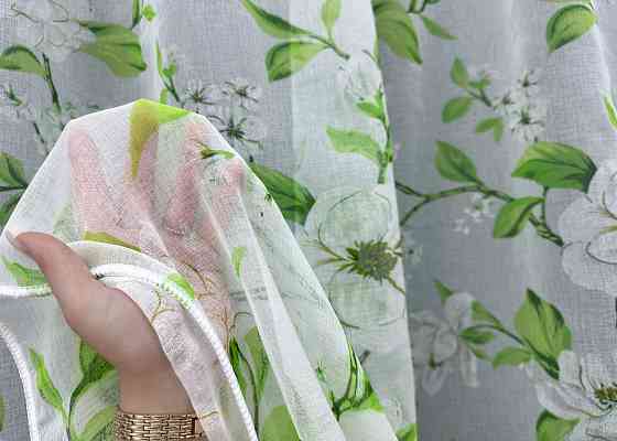 Тюль VR-Textil 1809т Flora Батист Белый с салатовым 600х265 см (42-1176) Киев