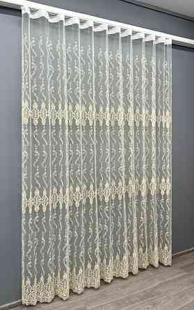 Тюль VR-Textil 1852т Фатин с вышивкой Корд и люрексом Молочный с золотистым 300х270 см (40-206) Киев