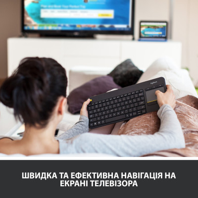 Клавиатура Logitech K400 Plus Touch Wireless UA Black (920-007145) Винница - изображение 2