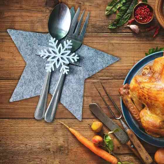 Новогодние конверты для приборов Звездочки 4 штуки 14 на 14 см серый Киев