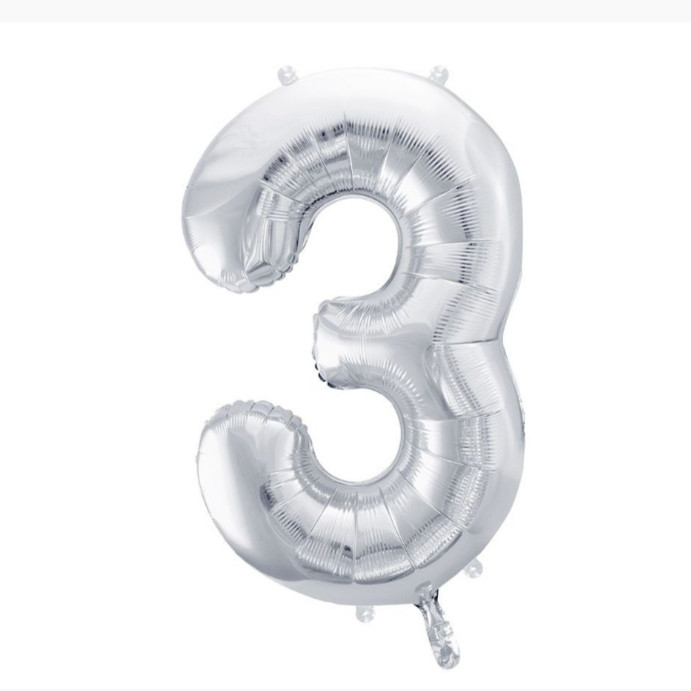 Цифры фольгированные 3 серебро 32