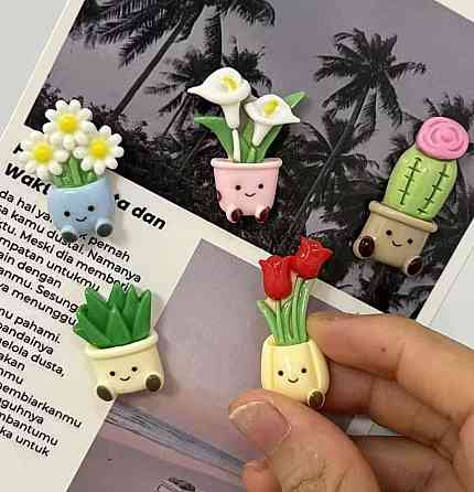 Набор магнитов на холодильник растения в горшках 5 шт декоративные магниты Киев