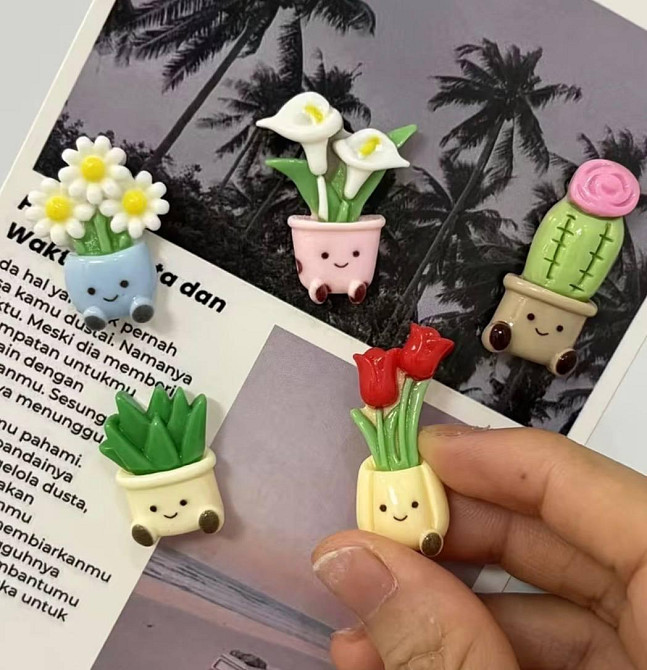 Набор магнитов на холодильник растения в горшках 5 шт декоративные магниты Киев - изображение 2