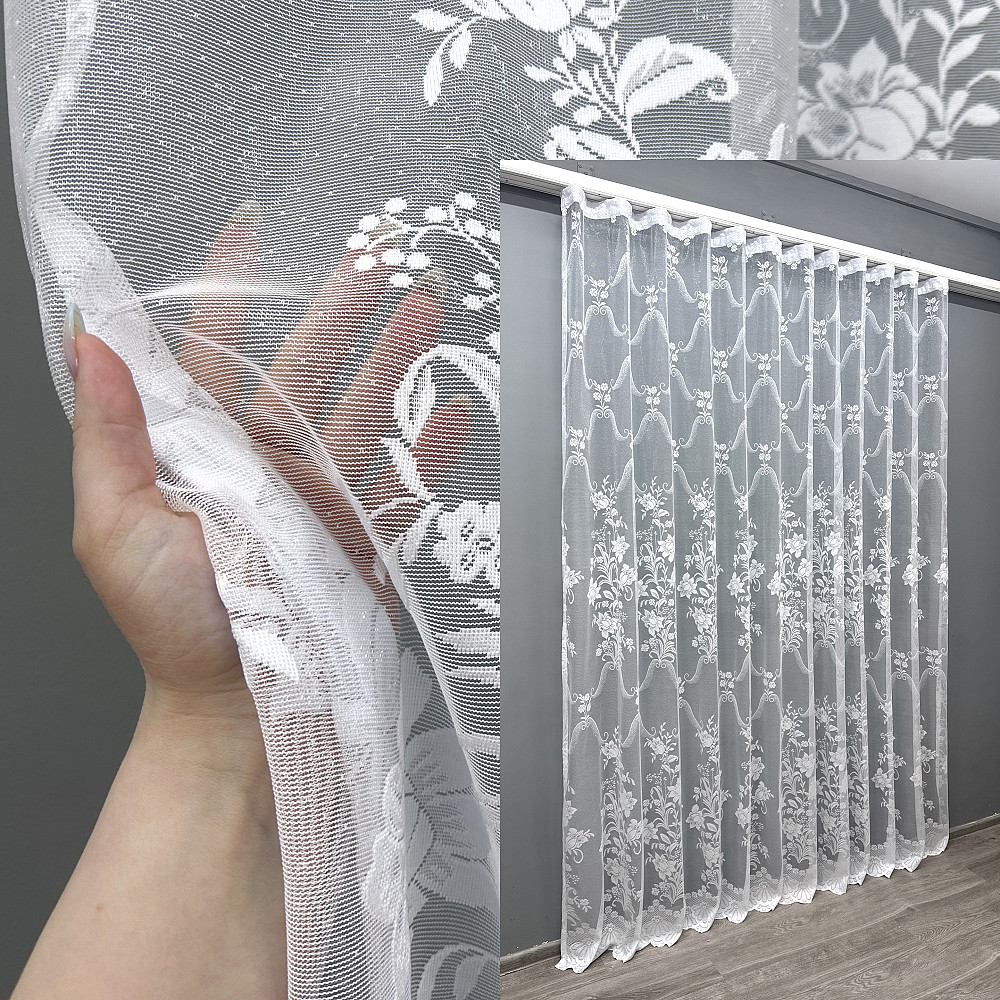 Тюль VR-Textil 1606т Жакард Білий 300х270 см (42-0559) Київ - фото 1