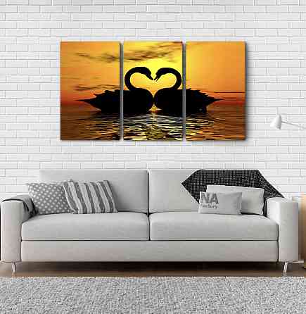Модульна картина Лебеді Захід Аrt-108_3А Київ