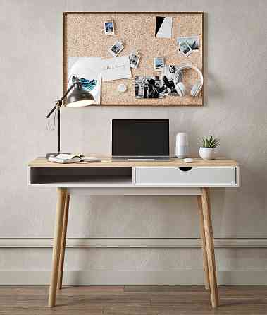 Письмовий стіл LION Сканді-1 Німфея Альба (білий)/Дуб Артизан (стільниця) (LION-041394) ТОП Львів