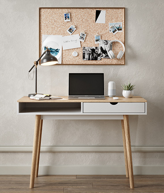 Письмовий стіл LION Сканді-1 Німфея Альба (білий)/Дуб Артизан (стільниця) (LION-041394) ТОП Львів - фото 1