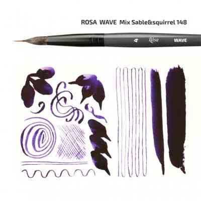 Пензлик для малювання Rosa Мікс білка/соболь круглий, лайнер, WAVE 148, № 0 (4823098516859) Вінниця