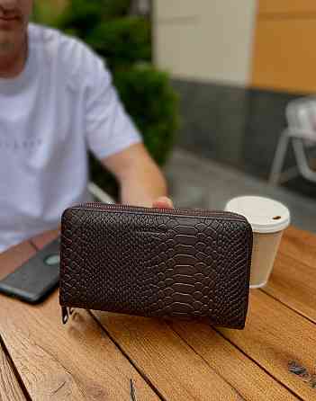 Коричневий гаманець-клатч з натуральної шкіри Marco Coverna Київ