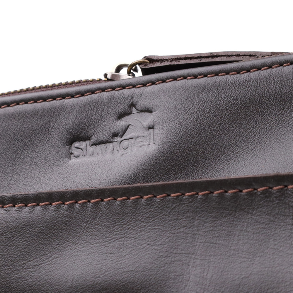 Вертикальная мужская сумка через плечо из гладкой натуральной кожи Коричневый (SHVIGEL) Киев - изображение 9