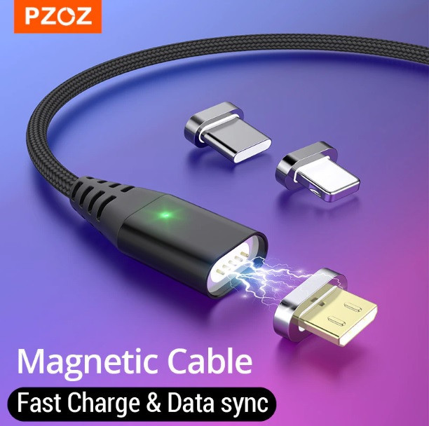 Магнитный кабель Pzoz Lightning 2м Black Киев - изображение 1