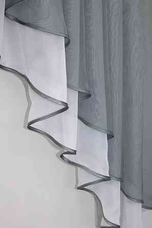 Кухонный ламбрекен VR-Textil № 022к графитовый с белым 150х150 см (52-0014) Киев