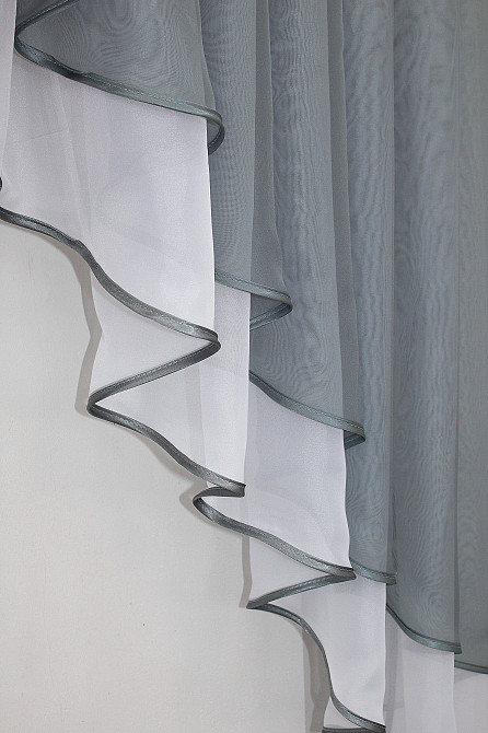 Кухонный ламбрекен VR-Textil № 022к графитовый с белым 150х150 см (52-0014) Киев - изображение 5