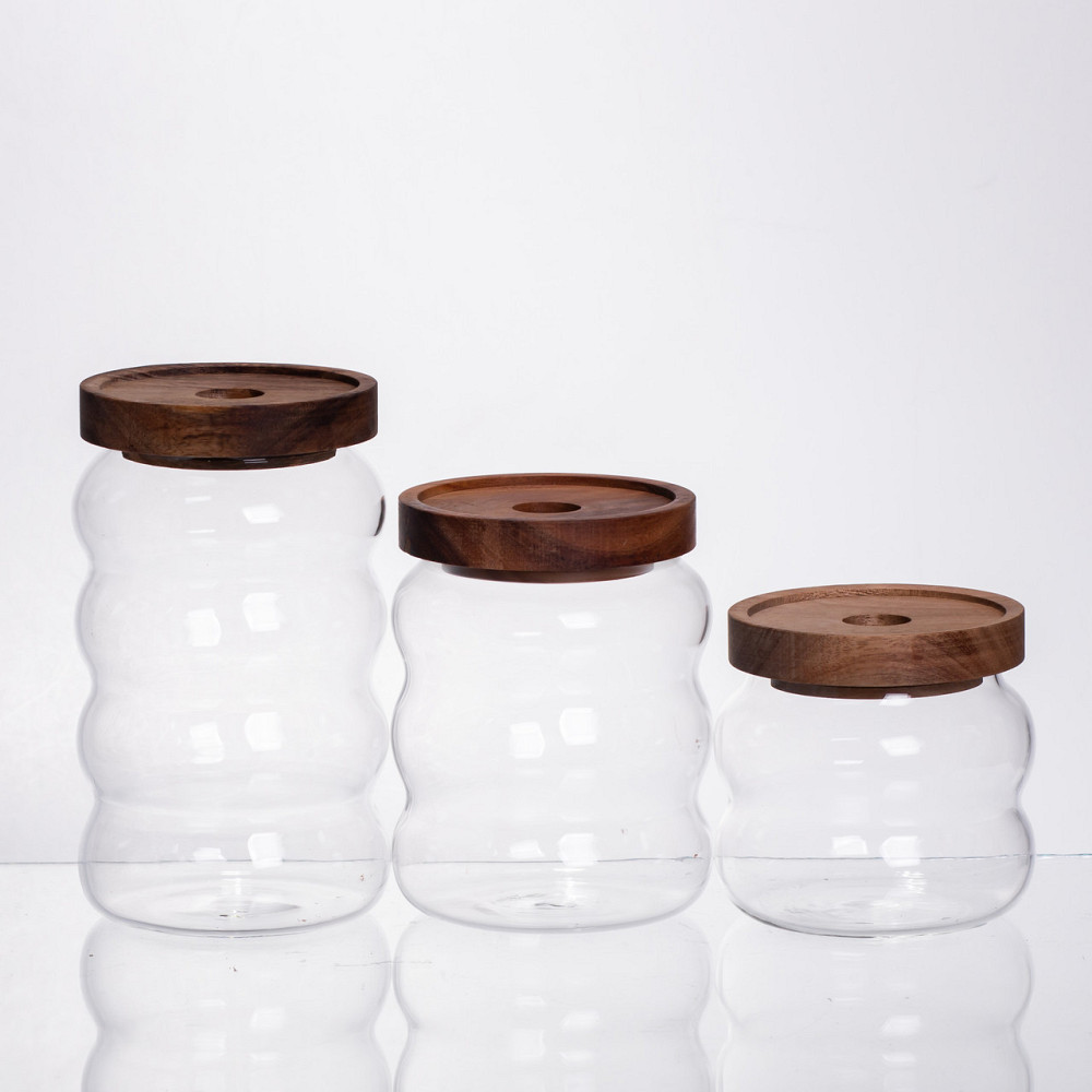 Набор банок для сыпучих продуктов с бамбуковыми крышками Киев - изображение 3