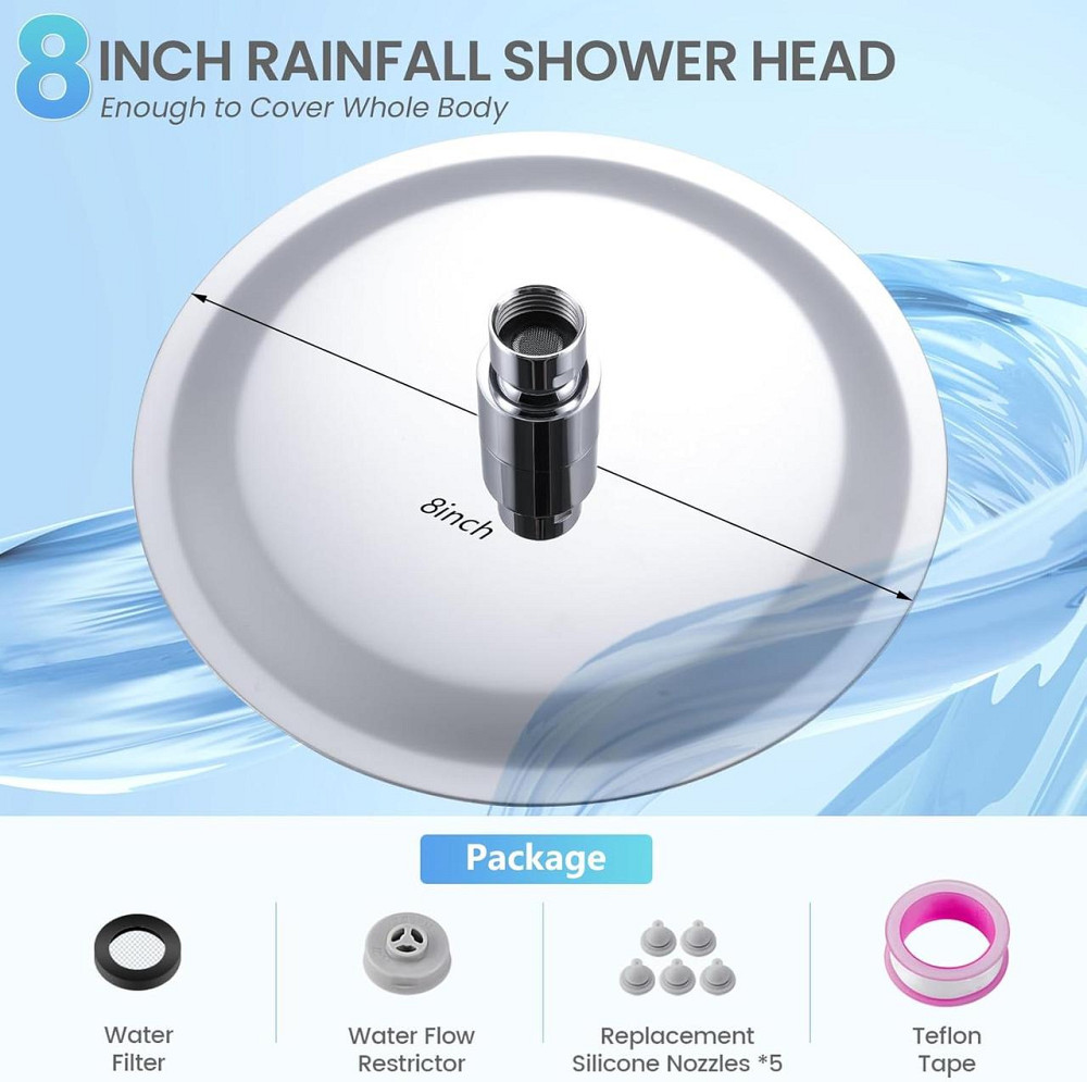 Душевая воронка круглая 20 см нержавеющая сталь водосберегающая с эффектом дождя насадка для душа ультратонкая Киев - изображение 2