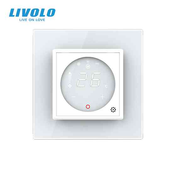 Термостат (терморегулятор) сенсорний для внутрішньопідлогового конвектора водяного опалення та фанкойла LIVOLO, білий (VL-C7-FCA-2WPS72) Коломия