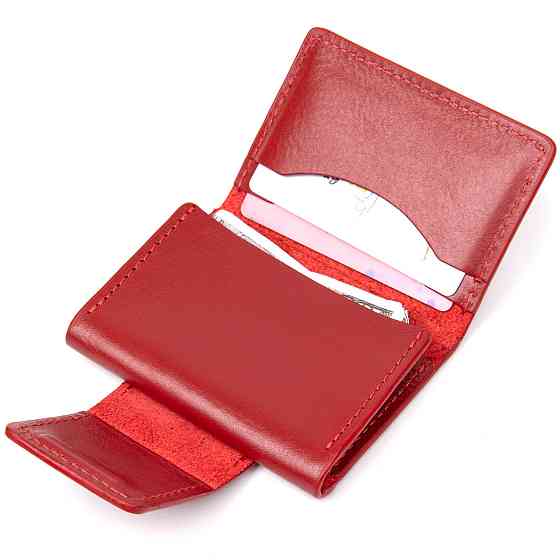 Шкіряна візитниця GRANDE PELLE 11412 Червоний Київ