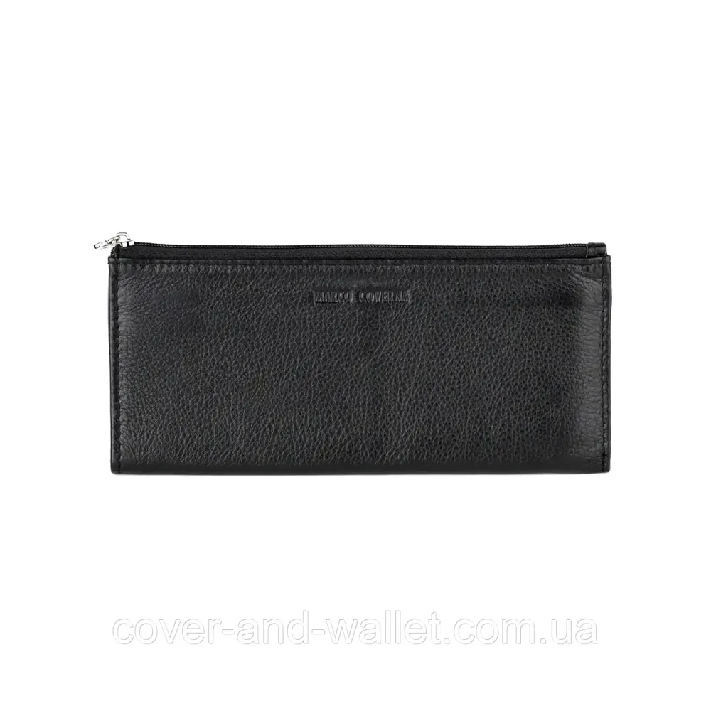 Довгий тонкий гаманець купюрник чорного кольору на блискавці Marco Coverna 8805 Київ - фото 2