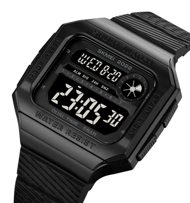Годинник чоловічий спортивний наручний Skmei 2022 (Чорний з чорним циферблатом) Вінниця - фото 2