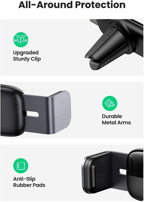 Автодержувач UGreen універсальний 360 градусів Air Vent Mount LP120 (Чорний) Николаев - изображение 6