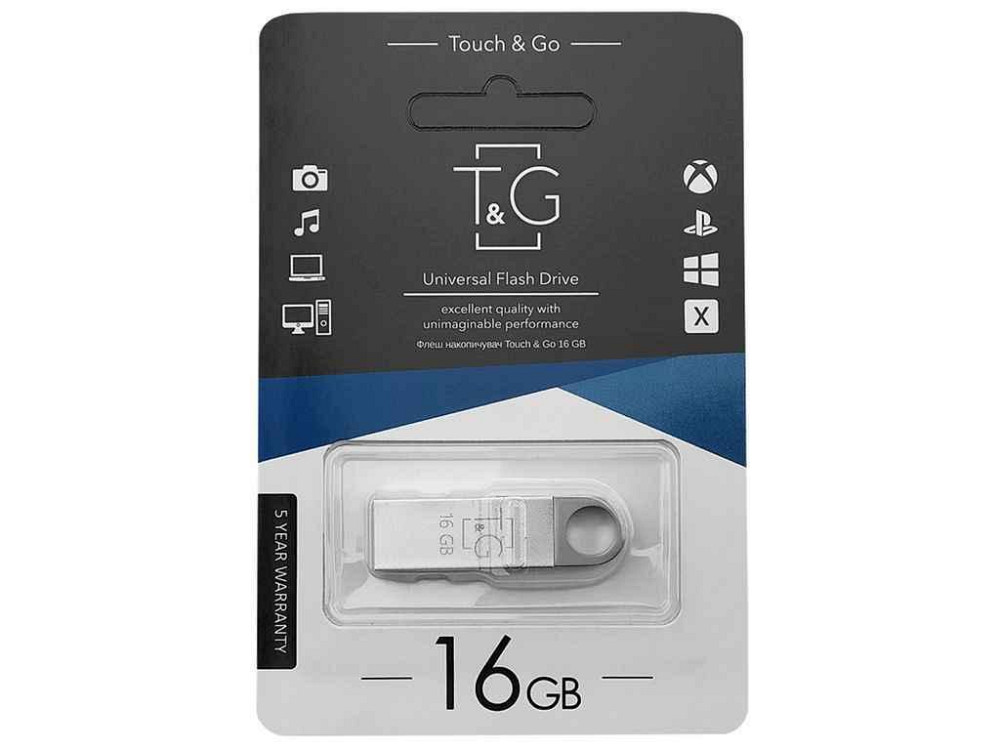Флешка USB 16GB 2.0 026 metal Series срібна ТМ TG Київ - фото 1