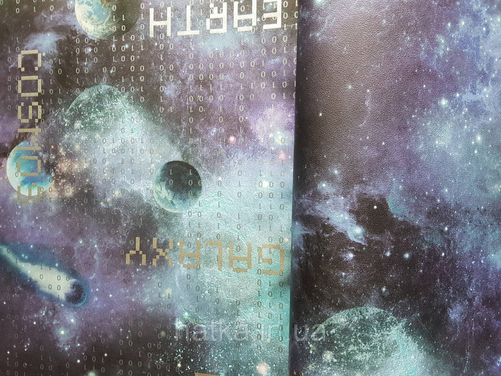 Шпалери флізелінові еко Decoprint Good Vibes 0.53х10 молодіжні космос планети зірки написи сині блакитні Київ - фото 2
