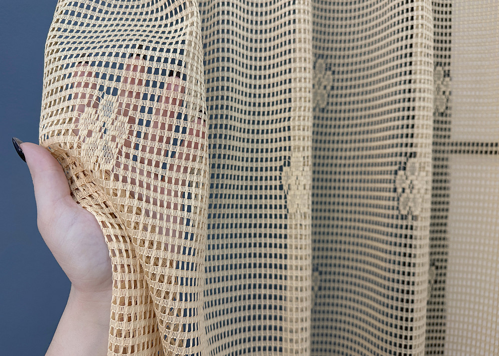 Тюль сітка VR-Textil Juli № 1874т Арка на кухню колір бежевий з венге 500х150 см (53-0149) Київ - фото 3