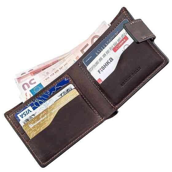 Тонке шкіряне портмоне унісекс GRANDE PELLE 11220 Коричнева Київ