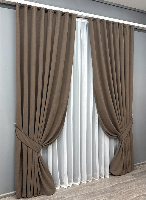 Комплект готових штор VR-Textil Мікровелюр SPARTA № 1036ш Мокко 100х290 см 2 шт (31-342) Київ - фото 11