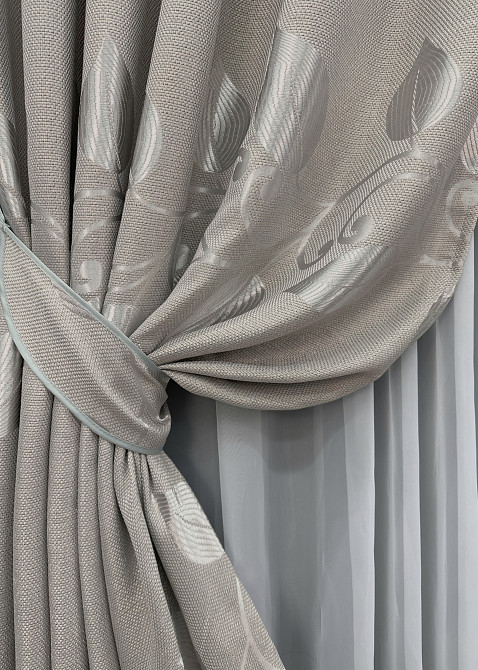 Комплект готовых штор VR-Textil Лен Рогожка № 1688ш Светло-серый 100х270 см 2 шт (31-0024) Киев - изображение 5