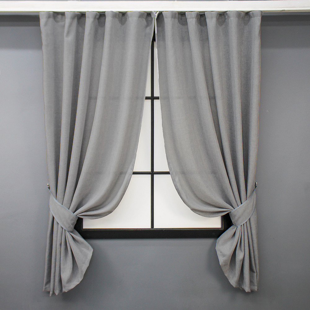 Комплект коротких штор VR-Textil Лен Мешковина № 1016ш Светло-серый 130х170 см 2 шт (35-0286) Киев - изображение 1