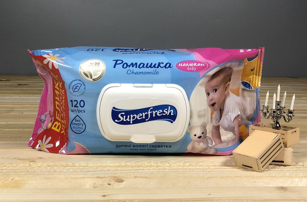 🌼🧸 Superfresh Baby — ніжні вологі серветки з ромашкою для найменших! 👶✨ Киев - изображение 1