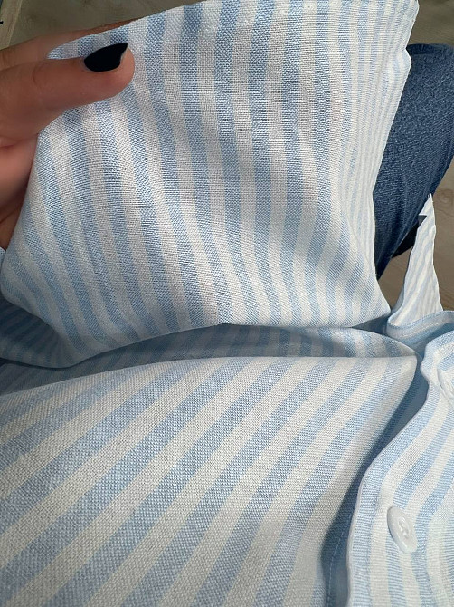 Рубашка женская A-N 25130-1 в полоску оверсайз хлопковая голубая, голубой, one size Киев - изображение 10