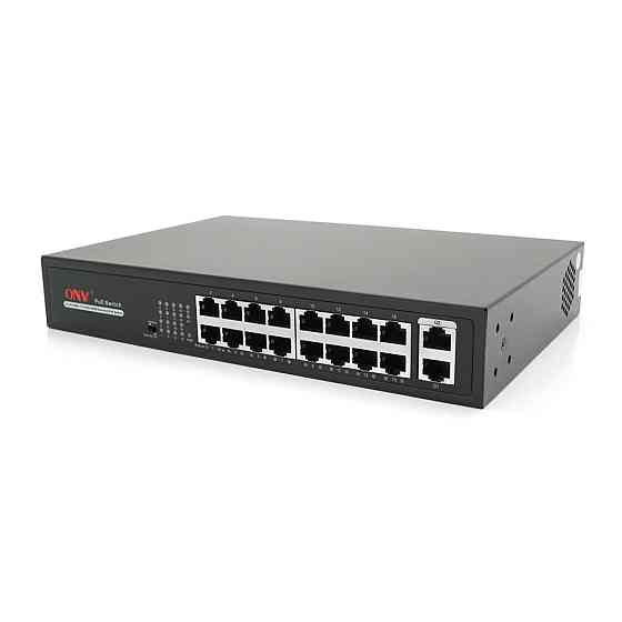 16ты портовый PoE коммутатор ONV-H1016PLS 16 портов РоЕ 100 Мбит + 2 Uplink 1000 Мбит, до 250м, IEEE802.3af/at, общая мощность Киев