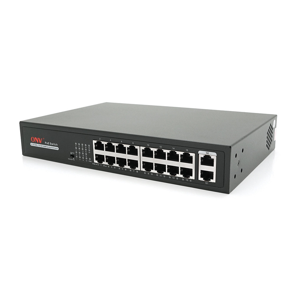 16ты портовый PoE коммутатор ONV-H1016PLS 16 портов РоЕ 100 Мбит + 2 Uplink 1000 Мбит, до 250м, IEEE802.3af/at, общая мощность Киев - изображение 2