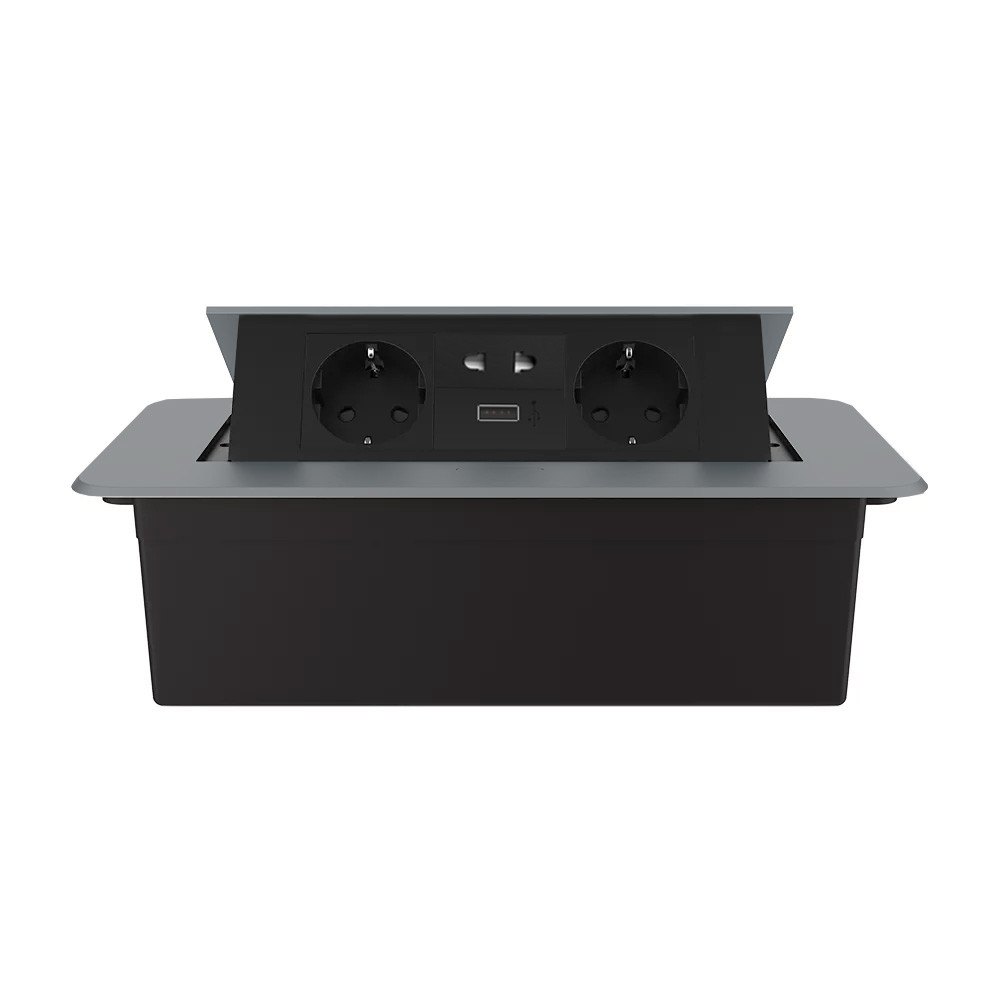 LIVOLO Меблева розетка потрійна LIVOLO сіра, вбудована у стільницю, з USB 10 Вт, універсальною Коломия - фото 6