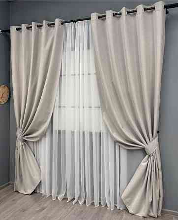 Комплект штор на люверсах VR-Textil Блэкаут двусторонний ASHEN NIGHT № 1842ш Пепельный 150х270 см 2 шт (37-0283) Киев