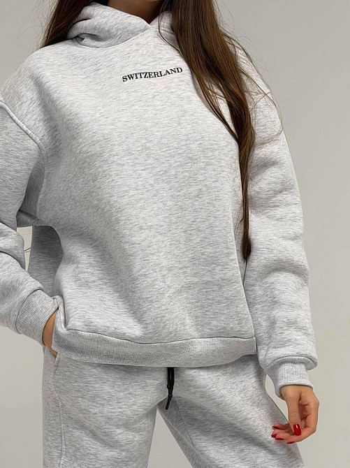 Жіночий стильний спортивний костюм-двійка: худі + штани, тринитка Пен'є на флісі турція Меланж, 50/52 Одеса - фото 6