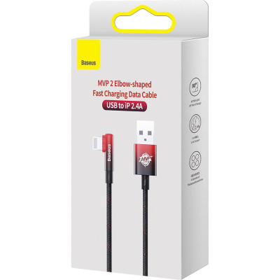 Дата кабель USB 2.0 AM to Lightning 2.0m 2.4A 90° corner black/red Baseus (CAVP000120) Винница - изображение 5
