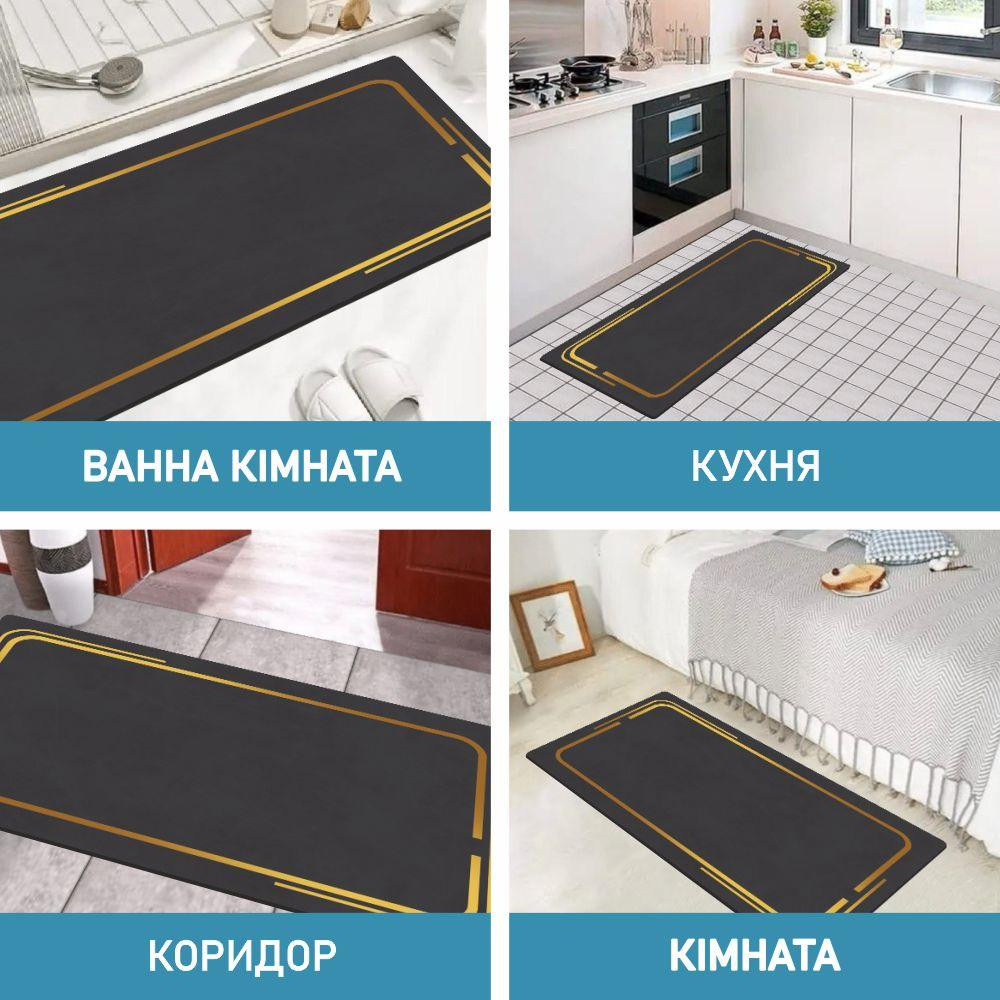 Суперпоглощающий Диатомитовый Коврик Aquarius для ванной и кухни 50 х 120 см Графитовый Мрамор Буча - изображение 8