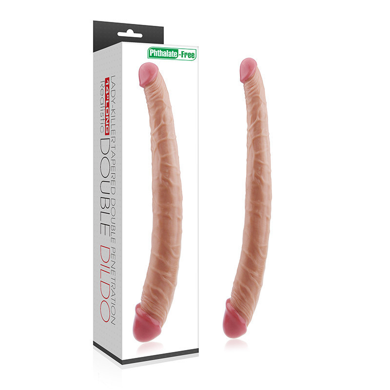 Двосторонній фалоімітатор - King-Sized Realistic Ladykiller Tapered Double 14" Sex Aura Київ - фото 1
