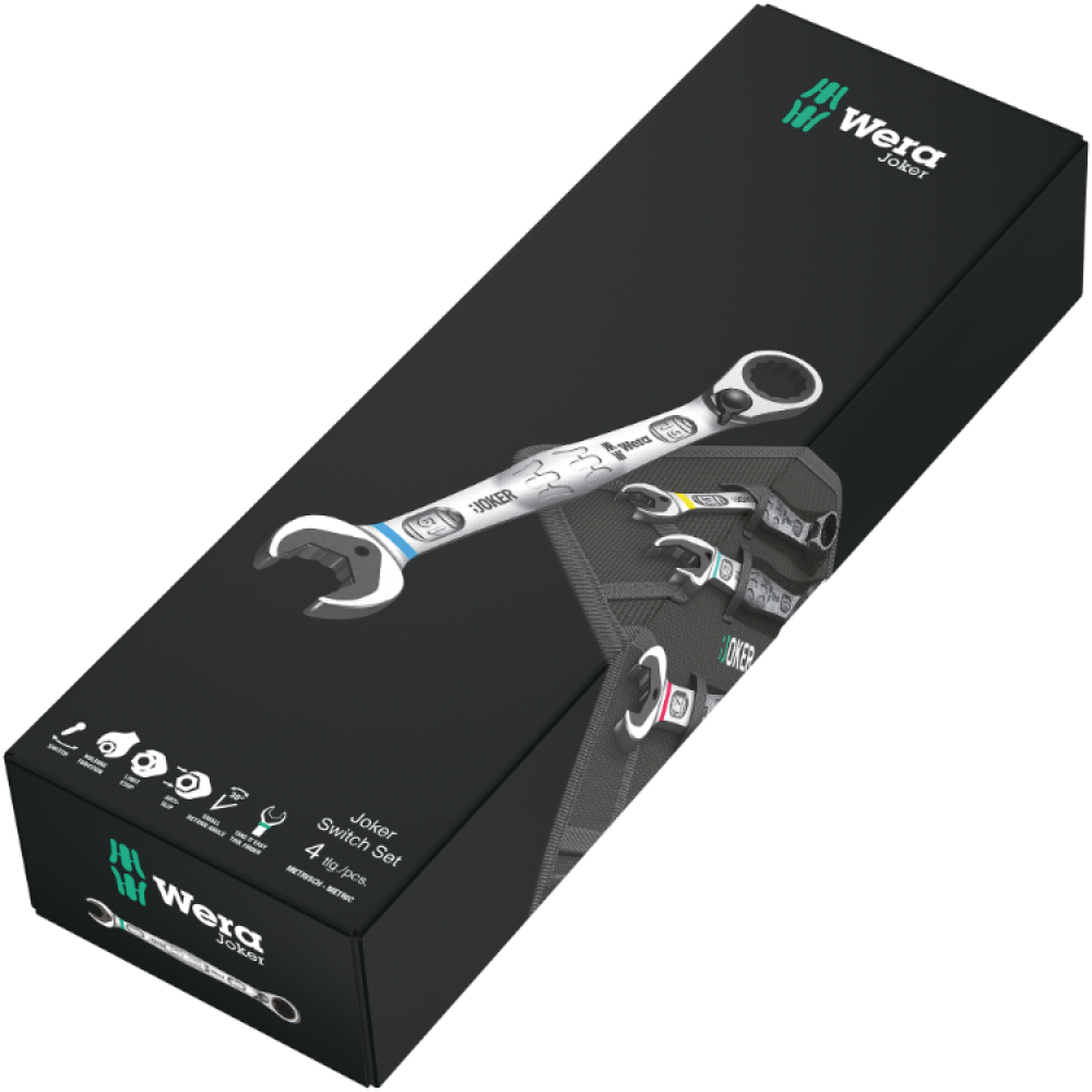 Набор ключей комбинированных Wera с трещоткой 10-19мм 4шт, в сумке, Joker Switch 6001 05020090001 Одесса - изображение 2