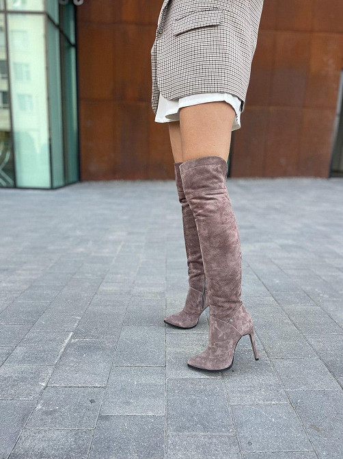 Nivelle Ботфорты женские NIVELLE капучино натуральная замша высота 50см каблук 10.5см обхват го Коломыя - изображение 6