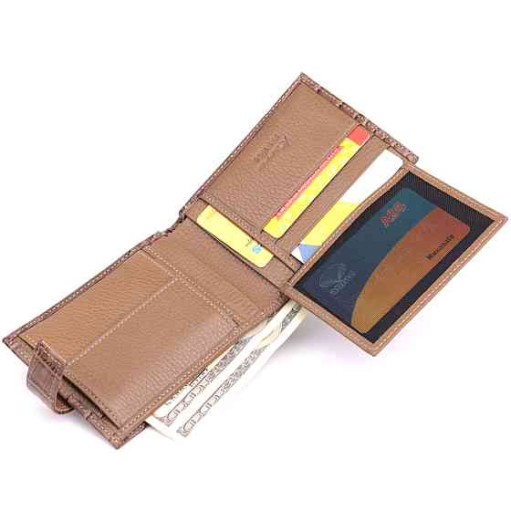 Вместительный мужской кошелек из натуральной кожи Коричневый (KARYA) Киев