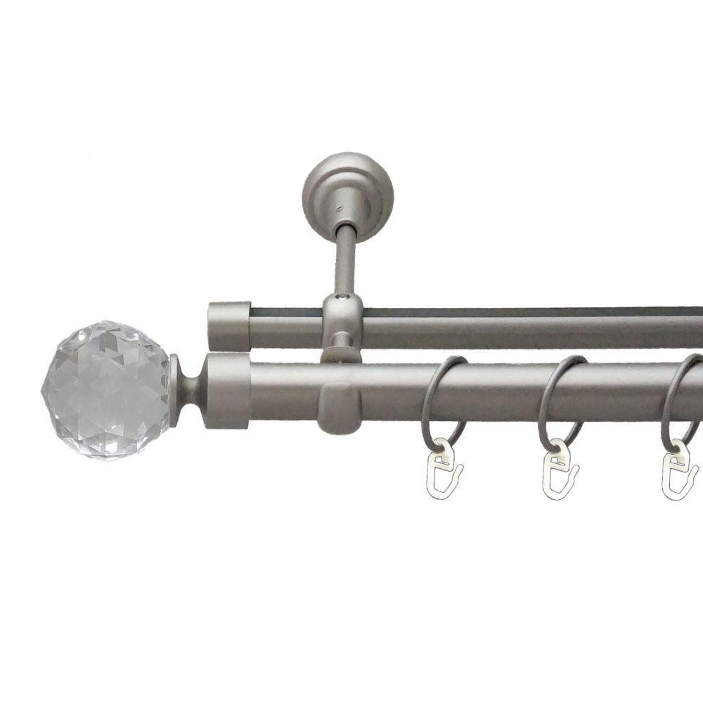 Карниз Orvit Люміера металевий дворядний опозитний гладка \ профільна труба кільце металеве Сатин 25\19 мм 160 см (6452734) Львів - фото 1